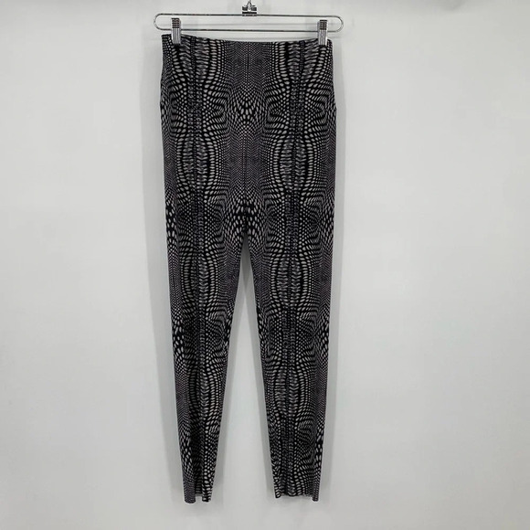 Norma Kamali Pants - Norma Kamali Leggings Womens Size Small Black White Abstract Slim Skinny Stretch